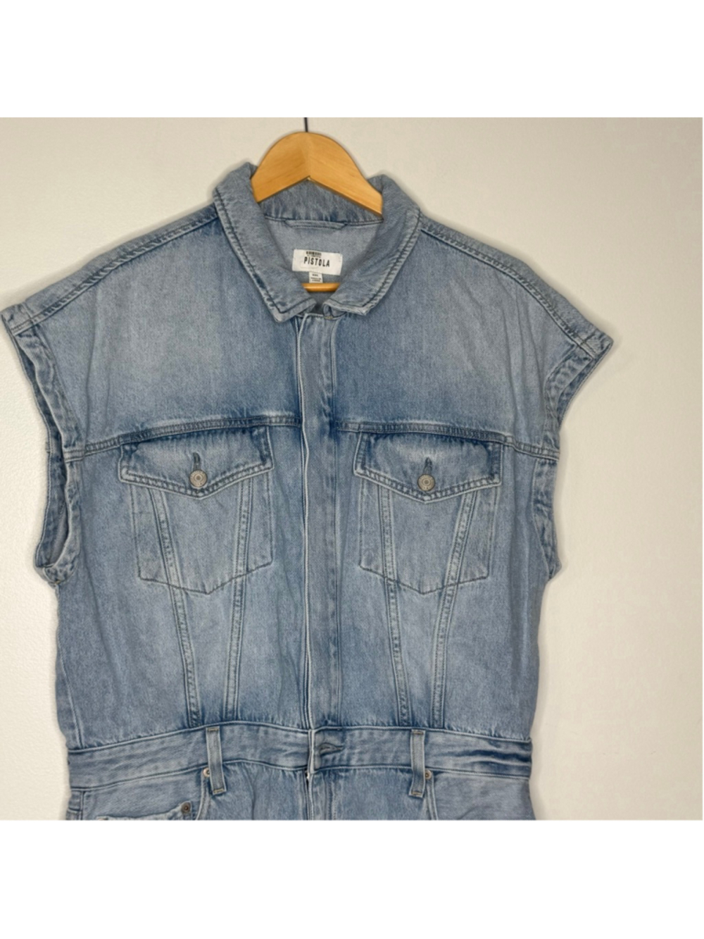 Pistola Denim Romper Shorts Jumpsuit Light Wash Belted Utility Size XXL - Picture 5 of 14